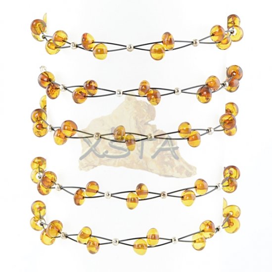 Cognac amber bracelet barok with wire